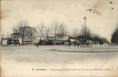 Ak Puteaux Hauts de Seine, Rond-point des Bergères, Avenue de Saint-Germain,  Straßenansicht