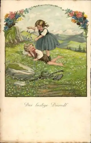 Künstler Ak Ebner, Pauli, Das lustige Diarndl