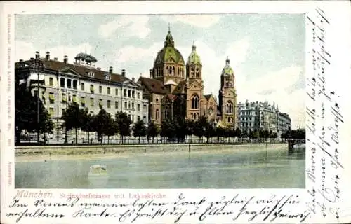 Ak München, Steinsdorfstraße mit Lukaskirche