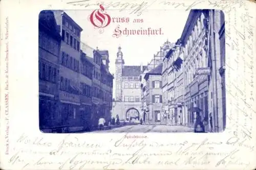 Ak Schweinfurt in Unterfranken Bayern, Schlachtschüssel, Gruss aus  Spitalstraße, alte Gebäude, z