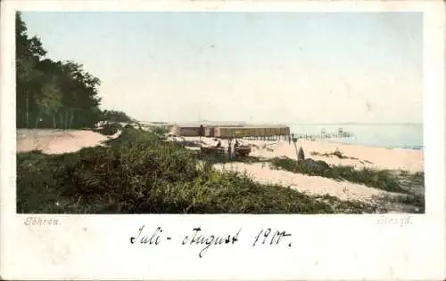 Ak Ostseebad Göhren auf Rügen, Strandansicht, Boote, Küstenlandschaft, Juli - August 1900