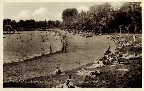 Ak Wahren Leipzig in Sachsen, Strandbad am Auensee, Luna Park