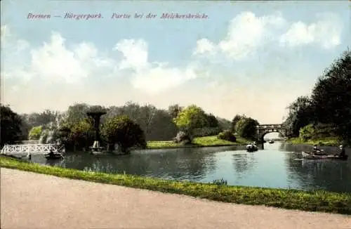 Ak Bremen, Bürgerpark, Partie bei der Melchersbrücke