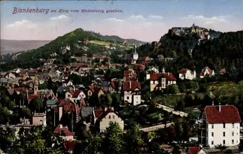 Ak Blankenburg am Harz, Blankenburg am Harz, Blick vom Eichenberg, zahlreiche Häuser