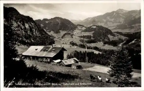 Ak Tiefenbach Oberstdorf im Oberallgäu, Sesselalm 1050 m, Blick auf Tiefenbach und Breitachtal