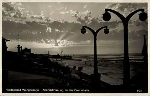 Ak Nordseebad Wangeroog Wangerooge in Ostfriesland, Nordseebad  Abendstimmung, Promenade, Meer, W