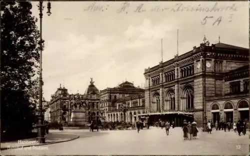 Ak Hannover in Niedersachsen, Bismarckdenkmal, Historische Architektur, Straßenansicht, belebte S