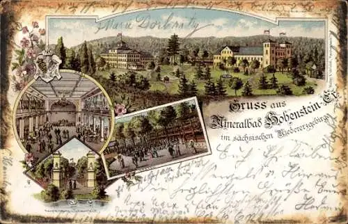 Litho Hohenstein Ernstthal Landkreis Zwickau, Mineralbad, Garten, Saal