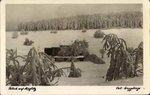 Ak Müglitz Altenberg im Erzgebirge, Gesamtansicht, Winter