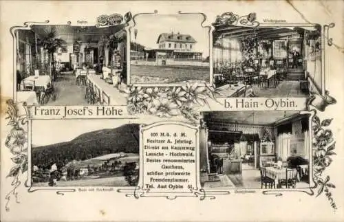 Ak Oybin in Sachsen, Franz Josef's Höhe, Bes. A. Jehring, Wintergarten, Gastzimmer, Hain, Salon