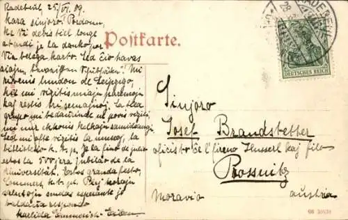 Ak Görlitz in der Lausitz,  Blick zur Landeskrone, Stadtansicht, Strasse mit Bäumen