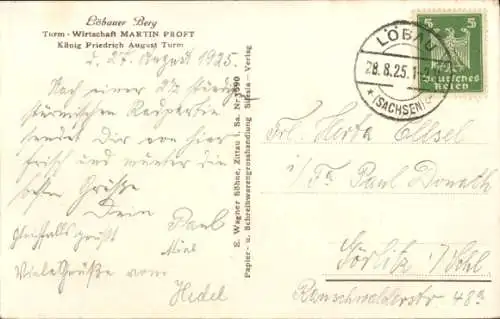 Ak Löbau in Sachsen, Löbauer Berg, König Friedrich August Turm,  Martin Ra