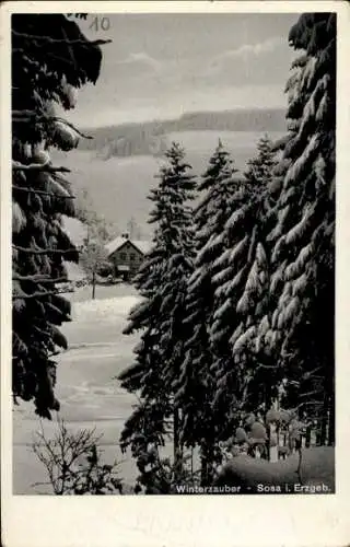 Ak Sosa Eibenstock im Erzgebirge, Winteransicht