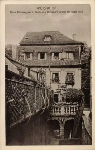 Ak Würzburg am Main Unterfranken, Haus Hübersgasse 5, Wohnung Richard Wagners, Jahr 1833