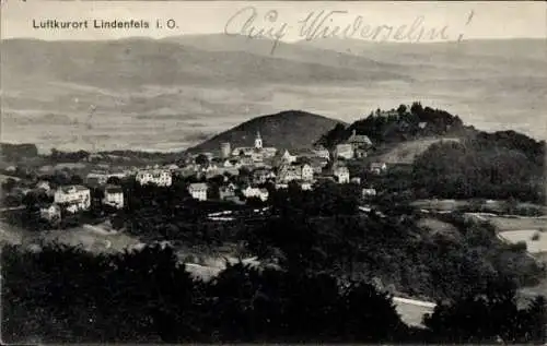 Ak Lindenfels im Odenwald, Luftkurort Lindenfels i. O., Berglandschaft,  Architektur