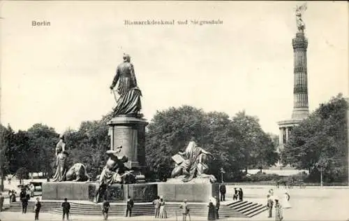 Ak Berlin Tiergarten, Bismarckdenkmal, Siegessäule
