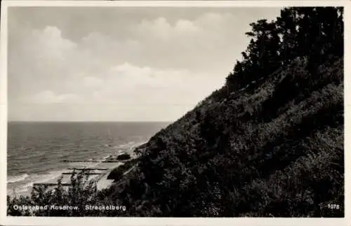 Ak Ostseebad Koserow auf Usedom, Küstenlandschaft, Meer, Bäume, Streckelberg, 