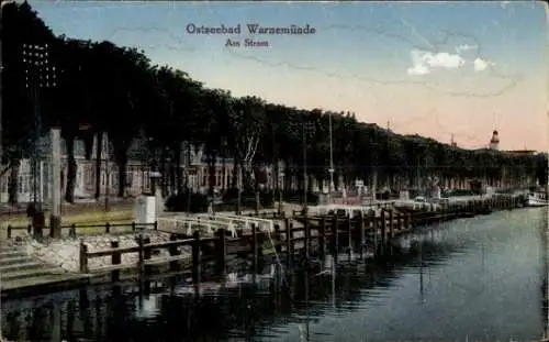 Ak Ostseebad Warnemünde Rostock, Ostseebad  Am Strom, Kanalansicht, Bäume, Gebäude