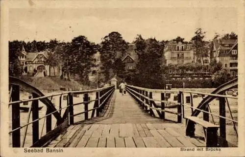Ak Ostseebad Bansin auf Usedom, Strand mit Brücke