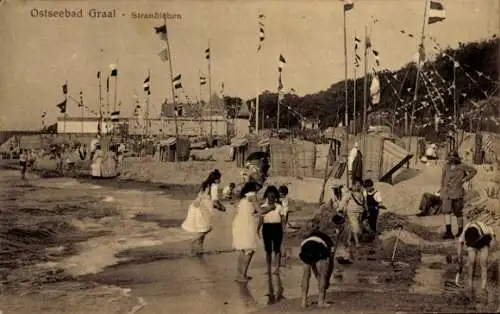 Ak Ostseebad Graal Müritz, Strandleben, Kinder, Sandburgen, Fahnen