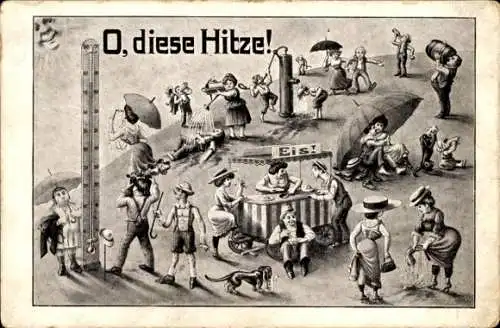 Ak O diese Hitze, Thermometer, Eisverkäufer, Dackel