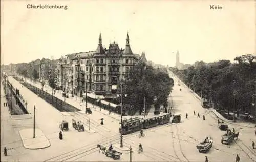 Ak Berlin Charlottenburg, Am Knie, Straßenbahn