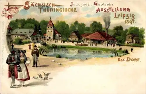 Ak Leipzig, Sächsisch-Thüringische Industrie-Gewerbe-Ausstellung 1897, Das Dorf, Landschaft