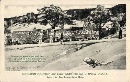 Künstler Ak Ropica Górna Polen, Kriegerfriedhof