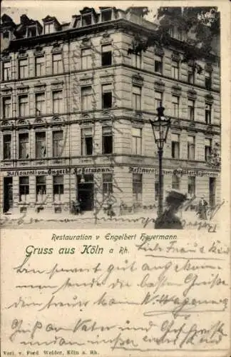 Ak Köln am Rhein, Restauration Engelbert Feuermann, Gebäude mit Laterne