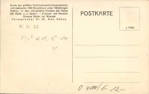 Ak Dölauer Heide Halle an der Saale, Leistners Luftkurort, Soolbad Waldhaus, Königliche Forsten, 