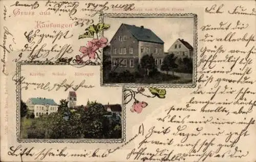 Ak Kaufungen Limbach Oberfrohna Sachsen,  aus  Gebäudeansichten, Kirche, Schule, Rittergut