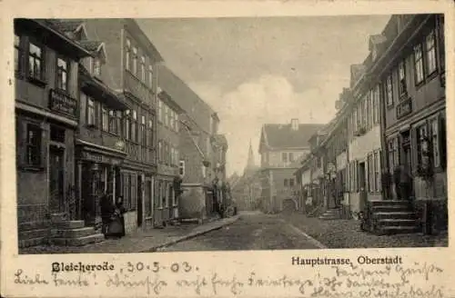 Ak Bleicherode am Harz, Hauptstraße, Oberstadt, alte Häuser, Straße, keine Personen