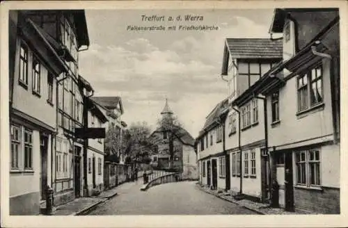 Ak Treffurt an der Werra, Stadtansicht Treffurt, Falkenerstraße, Friedhofskirche,  Architektur