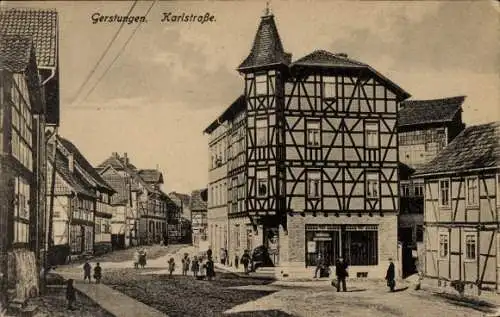 Ak Gerstungen in Thüringen,  Karlstraße, Fachwerkhäuser