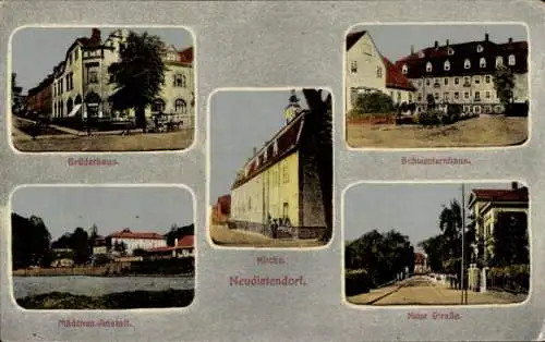 Ak Neudietendorf in Thüringen, Brüderhaus, Mädchen-Anstalt, Kirche, Schwesternhaus, Neue Straße