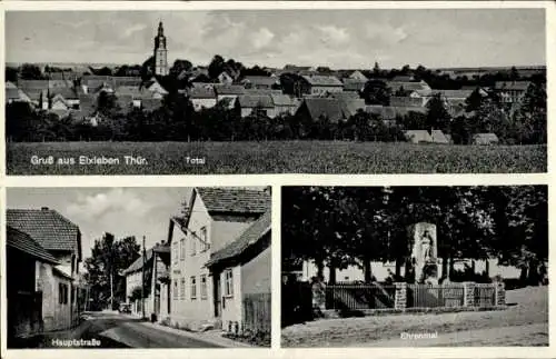 Ak Elxleben in Thüringen, Panorama Stadtansicht, Hauptstraße, Ehrenmal