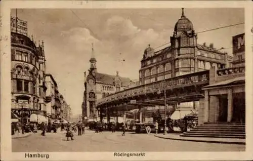 Ak Hamburg Mitte Altstadt, Partie auf dem Rödingsmarkt, Passanten