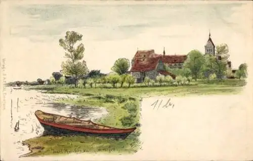 Litho Mittelzell Insel Reichenau im Bodensee, Kloster