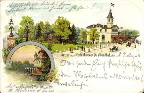Litho Hamburg Wandsbek Bergstedt, Rodenbeker Quellental, Gasthaus