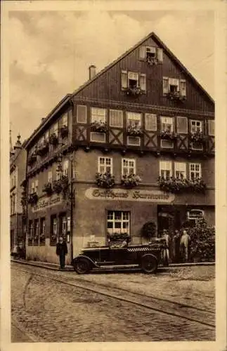 Ak Lutherstadt Eisenach Thüringen, Hellthal, Gasthaus zur Harmonie, Straße, Oldtimer, Blumen, Fen