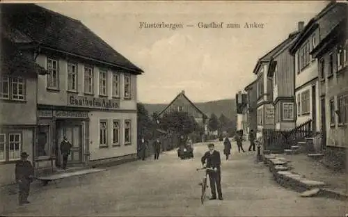 Ak Finsterbergen Friedrichroda im Thüringer Wald, Gasthof zum Anker, Straßenszene,  Architektur,