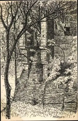 Künstler Ak Bad Blankenburg in Thüringen, Burg Greifenstein, Zugbrücke
