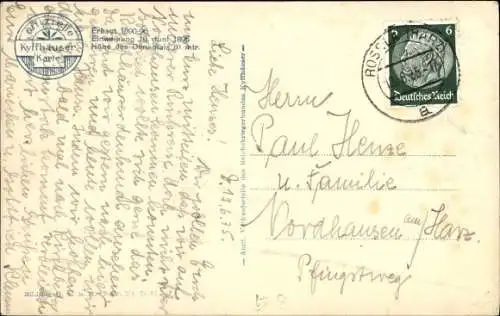 Ak Steinthaleben Kyffhäuserland Thüringen, Kaiser Wilhelm Denkmal, Kyffhäuserruine, Fliegeraufnahme