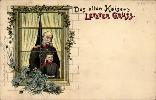 Litho Des alten Kaisers letzter Gruß, Kaiser Wilhelm I. von Preußen