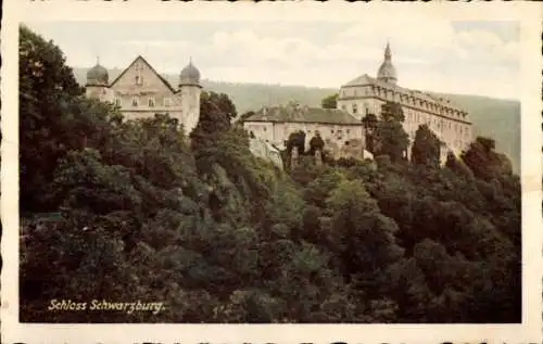 Ak Schwarzburg in Thüringen, Schloss, Außenansicht, Wald