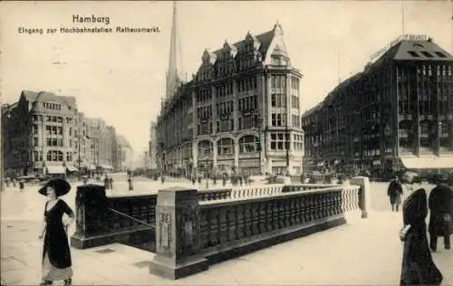 Ak Hamburg Mitte Altstadt, Eingang zur Hochbahnstation Rathausmarkt