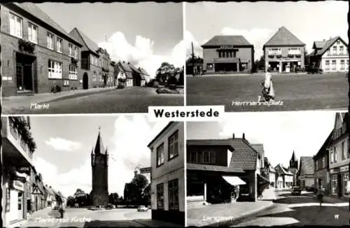 Ak Westerstede in Oldenburg Ammerland, Markt, Hermannsplatz, Kirche, Langestraße