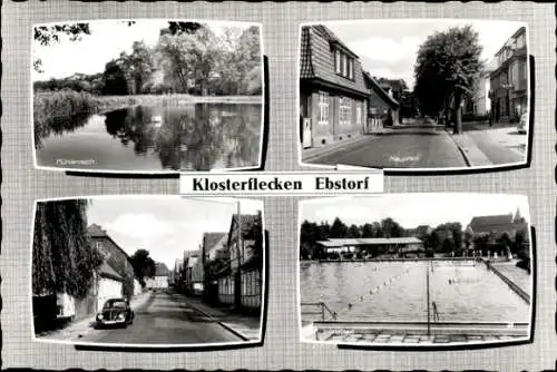 Ak Ebstorf in der Lüneburger Heide, Mühlenteich, Hauptstraße, Schwimmbad