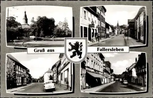 Ak Fallersleben Wolfsburg in Niedersachsen, Straße, Kirche, Wappen