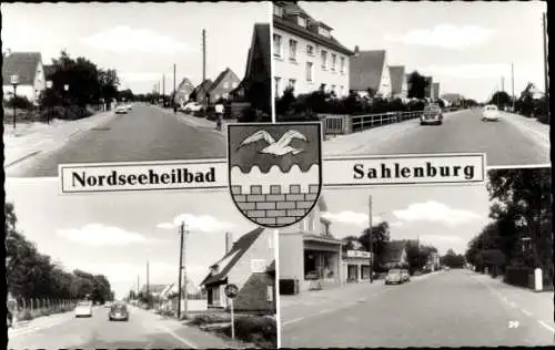 Wappen Ak Nordseebad Sahlenburg Cuxhaven, Straßenansichten